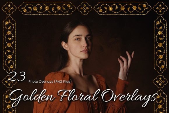 23 Golden Floral Photoshop Overlay