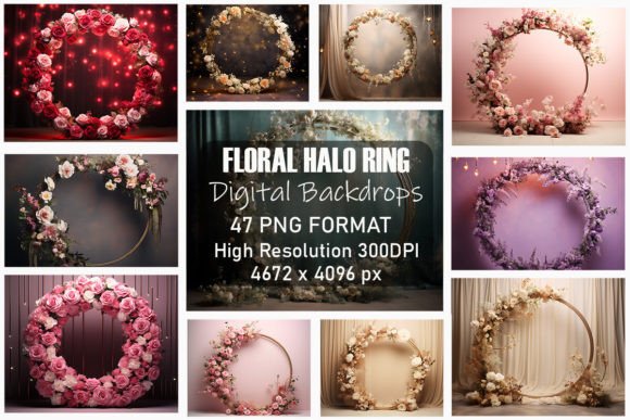Beautiful Floral Halo Ring Backdrops