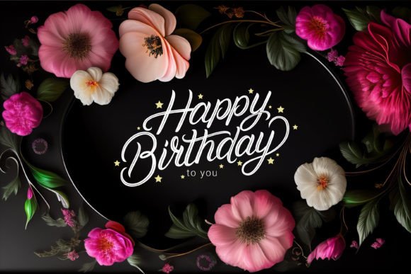 Birthday Card Dark Floral Premium Design