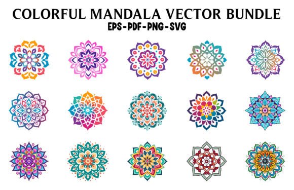Colorful Boho Mandala SVG Clipart Bundle