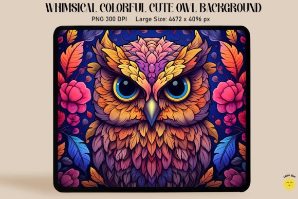 Cute Happy Big Eyes Floral Owl