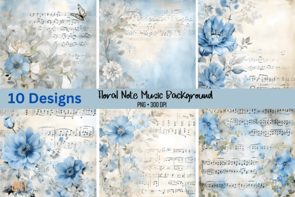 Floral Christmas Music Digital Papers