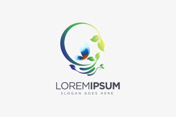 Floral Lighting Bulb Butterfly Logo
