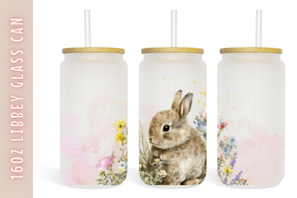 Floral Rabbit Watercolor 16oz Tumbler
