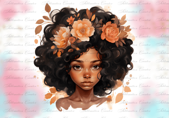 Free 1PNG Black Girl Floral, Sublimation