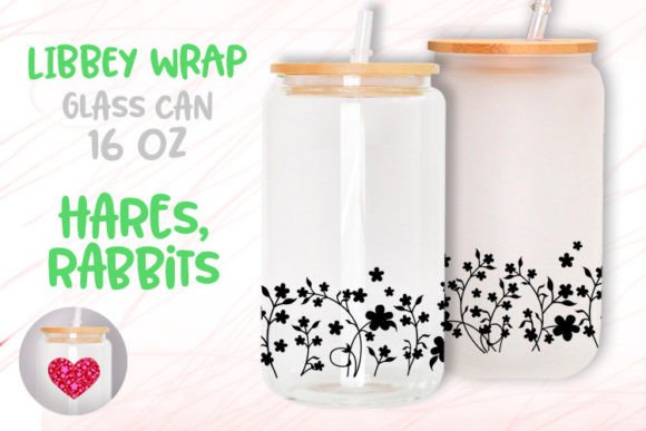 Grass Floral Print 16 Oz Glass Can Wrap