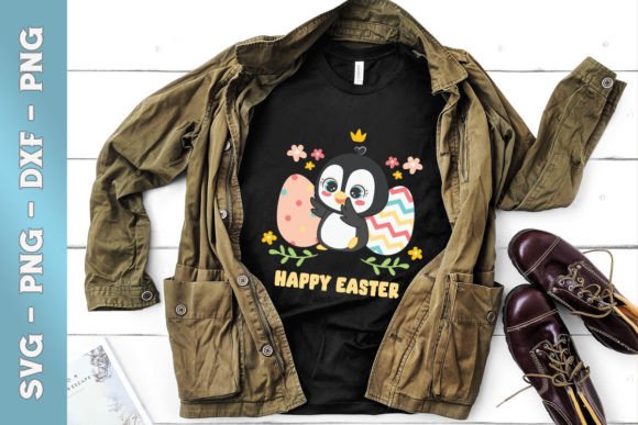 Happy Easter Chibi Penguin Egg Floral