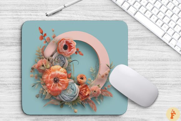 Letter O Floral Monogram Mouse Pad