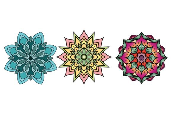 Mandala Floral Colorful Art Icon Set