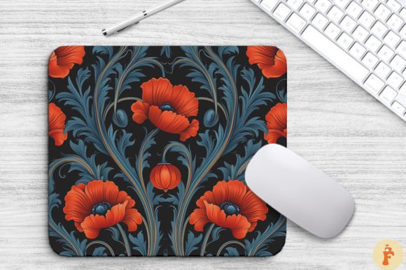 Poppy Floral Gothic Mouse Pad