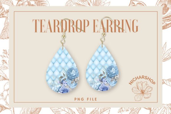 Rose Floral Diamond Pattern Teardrop3