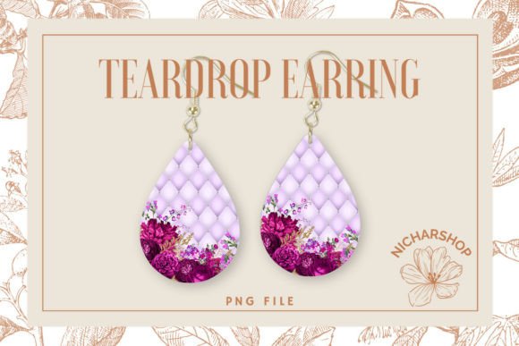 Rose Floral Diamond Pattern Teardrop5