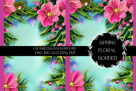 Spring Floral Border Background