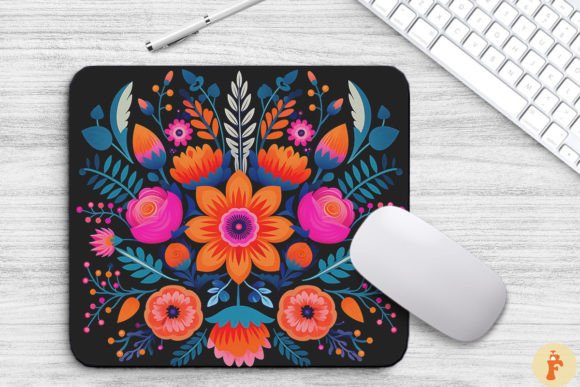 Vintage Floral Folk Art Mouse Pad
