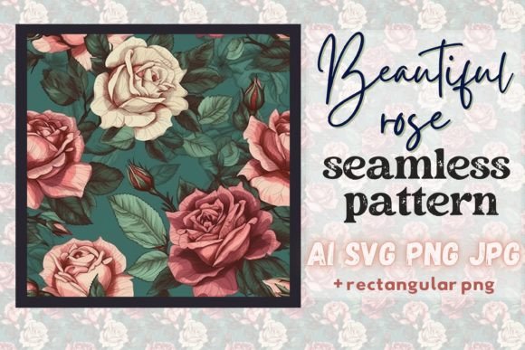 Vintage Rose Flower Seamless Pattern SVG