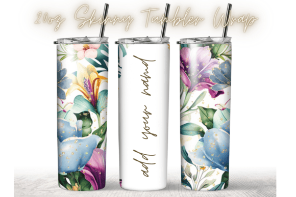 Watercolor Floral Name 20oz Tumbler Wrap